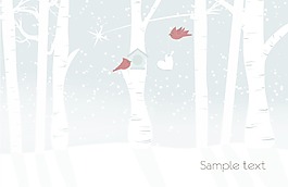 冬季鳥類矢量背景