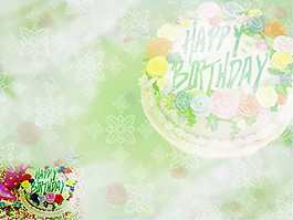 生日快樂之綠色的蛋糕生日主題PPT模板