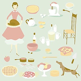 国内歌手和一套厨房设备及食品