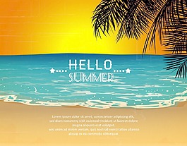 用海砂的棕櫚樹 夏天矢量插畫