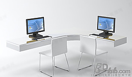 3D辦公桌椅組合模型