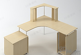 3D組合電腦桌模型