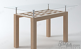 3D玻璃臺面茶幾模型