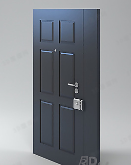 3D藍(lán)色平開門模型