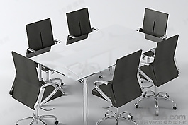 3D辦公桌椅組合模型