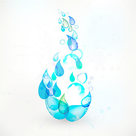 与水滴和叶片的蓝色水滴