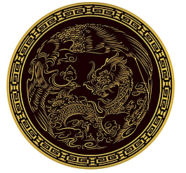 中國(guó)古典龍紋圓形瓷盤(pán)