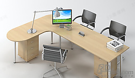 3D辦公桌椅組合模型