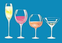 水晶玻璃和飲料矢量