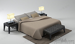 3D雙人床模型