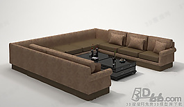 3D沙發(fā)茶幾組合模型