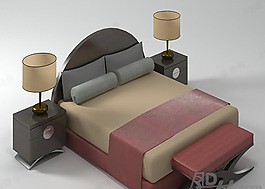 3D雙人床模型