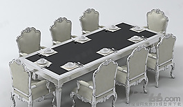 3D桌椅組合模型