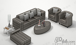 3D沙發(fā)茶幾組合模型
