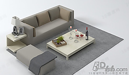 3D沙發(fā)茶幾組合模型