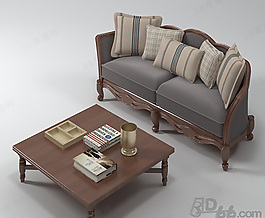 3D沙發(fā)茶幾組合模型