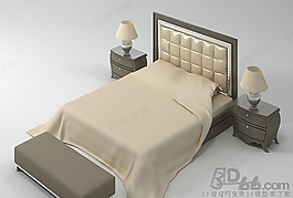 3D雙人床模型