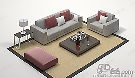 3D沙發(fā)茶幾組合模型