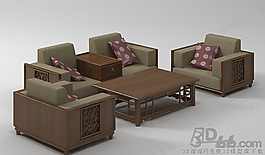 3D沙發(fā)茶幾組合模型