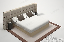3D雙人床模型
