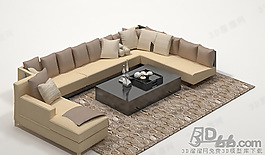 3D沙發(fā)茶幾組合模型