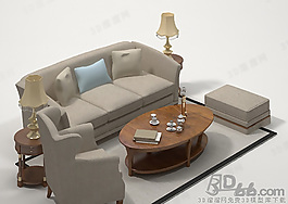 3D沙發(fā)茶幾組合模型