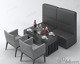 3D桌椅組合模型
