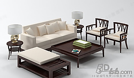 3D沙發茶幾組合模型