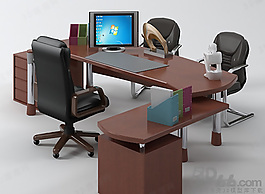 3D桌椅組合模型