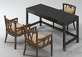 3D桌椅組合模型