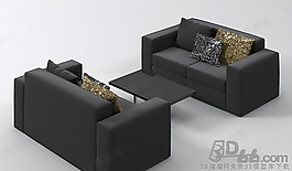 3D沙發(fā)茶幾組合模型