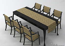 3D桌椅組合模型