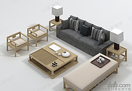 3D沙發(fā)茶幾組合模型