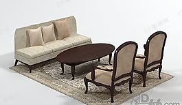3D沙發茶幾組合模型