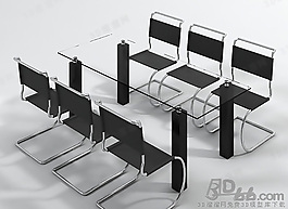 3D桌椅組合模型