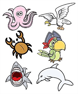 各种海洋生物-卡通矢量图