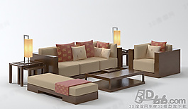 3D沙發(fā)茶幾組合模型