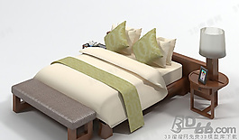 3D雙人床模型