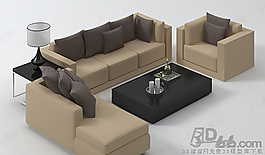 3D沙發(fā)茶幾組合模型