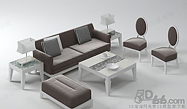 3D沙發(fā)茶幾組合模型