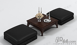 3D桌椅組合模型