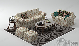 3D沙發(fā)茶幾組合模型