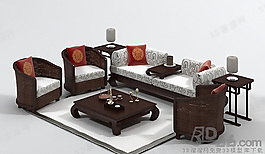 3D沙發(fā)茶幾組合模型