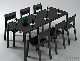 3D桌椅組合模型