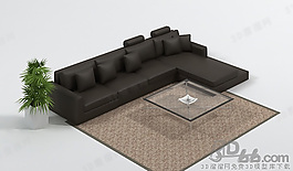 3D沙發(fā)茶幾組合模型