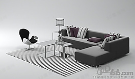 3D沙發(fā)茶幾組合模型