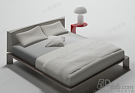 3D雙人床模型