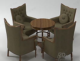 3D桌椅组合模型