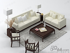 3D沙發(fā)茶幾組合模型