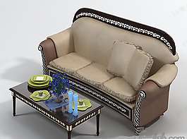 3D沙發茶幾組合模型